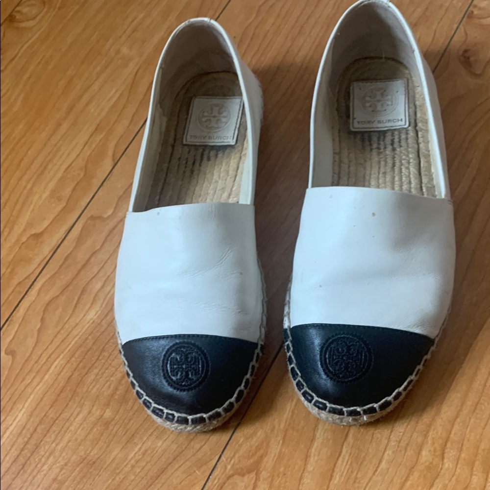 Tory Burch Women's White and Black Espadrilles